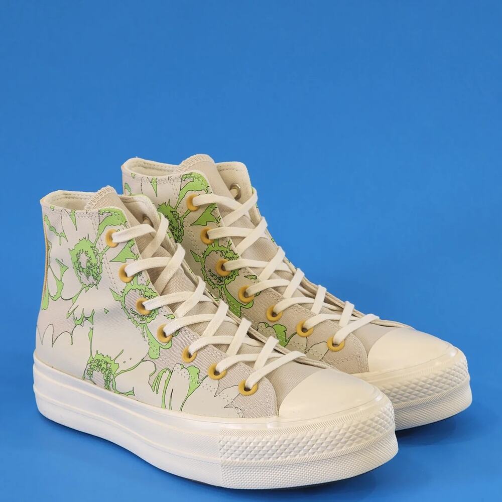 Converse CTAS Hi Lift Crafted Florals WMNS Platform Sneakers A00652C, US W 6.5